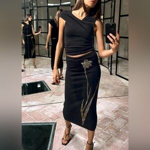 ZARA embellished stretch knit skirt top shirt reformation aritzia SOLD OUT!